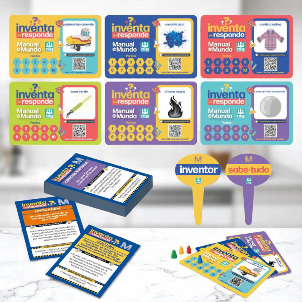 Kit Educativo com 2 Jogos de Tabuleiro Boa Viagem Mundo + Inventa ou Responde Manual do Mundo