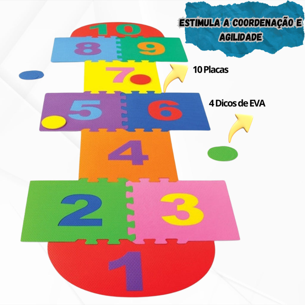 Brinquedo Educativo Jogo Amarelinha de Números em EVA