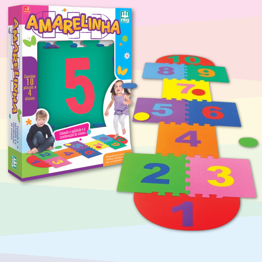 Brinquedo Educativo Jogo Amarelinha de Números em EVA