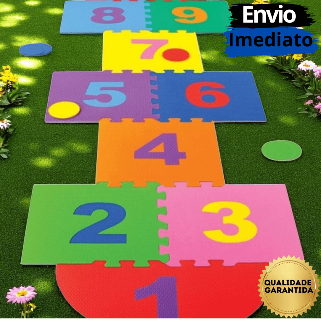 Brinquedo Educativo Jogo Amarelinha de Números em EVA