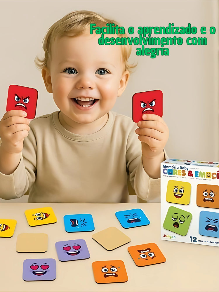 Jogo Educativo da Memória Emoções e Cores em Madeira 12 Peças