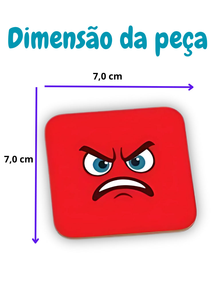 Jogo Educativo da Memória Emoções e Cores em Madeira 12 Peças