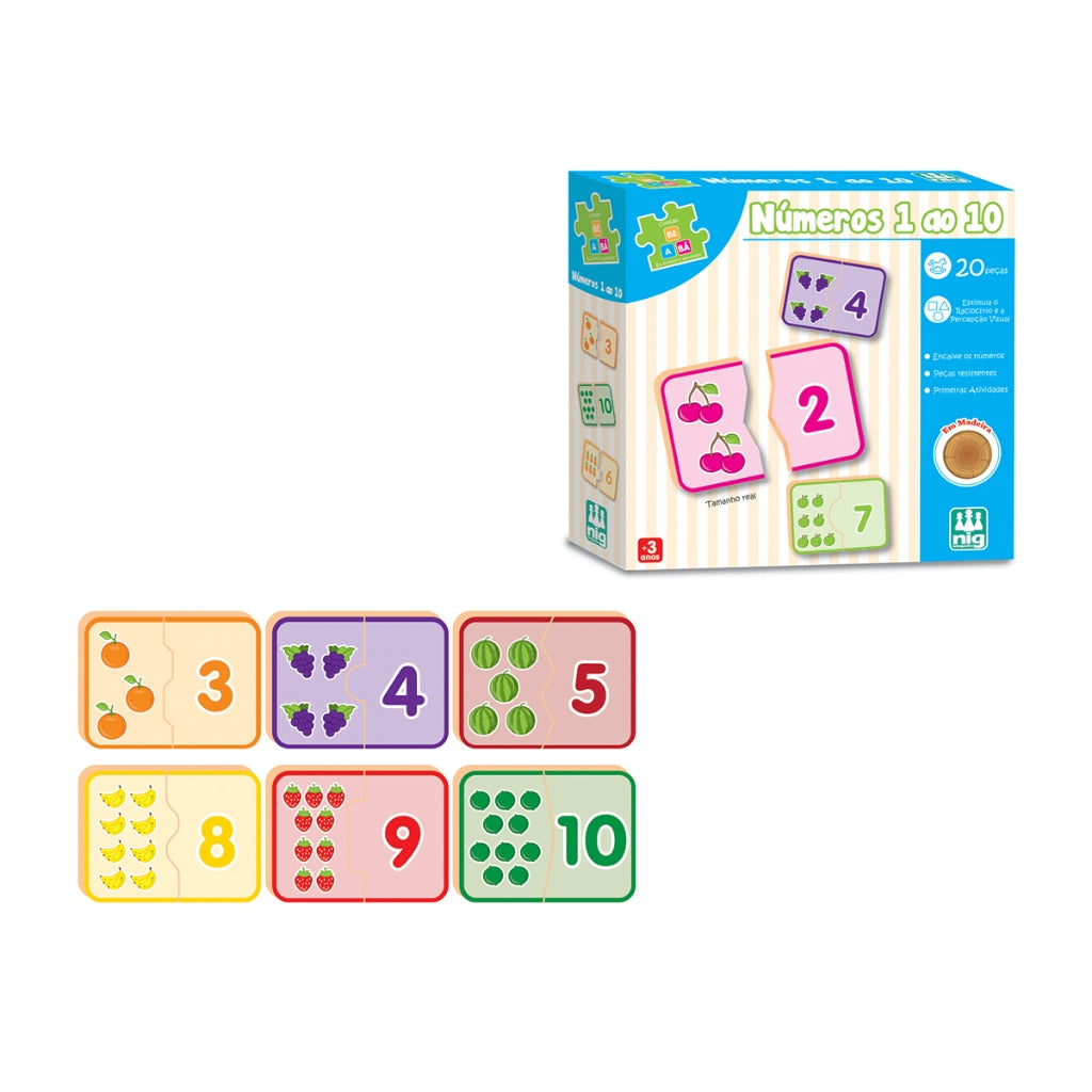 MAD - BE A BÁ - NUMEROS 1 a 10 - 20 PEÇAS