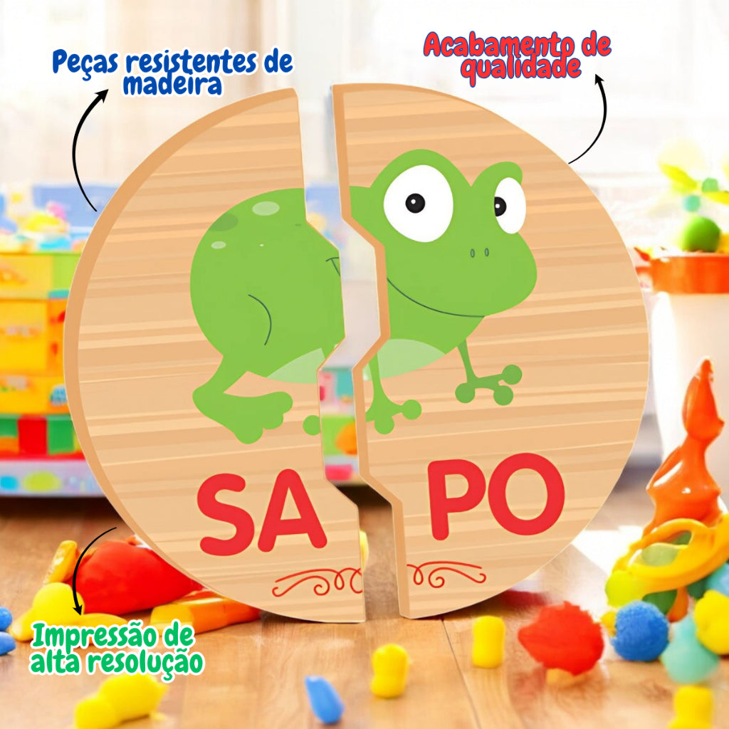 Brinquedo Educativo Jogo Encaixe de Sílabas em Madeira para Crianças
