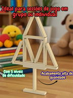 Jogo Desafio Montagem Plaquetas de Equilíbrio de Madeira MDF