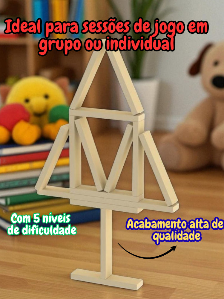 Jogo Desafio Montagem Plaquetas de Equilíbrio de Madeira MDF