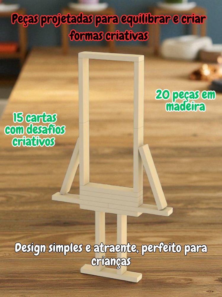 Jogo Desafio Montagem Plaquetas de Equilíbrio de Madeira MDF
