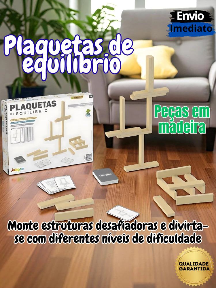Jogo Desafio Montagem Plaquetas de Equilíbrio de Madeira MDF