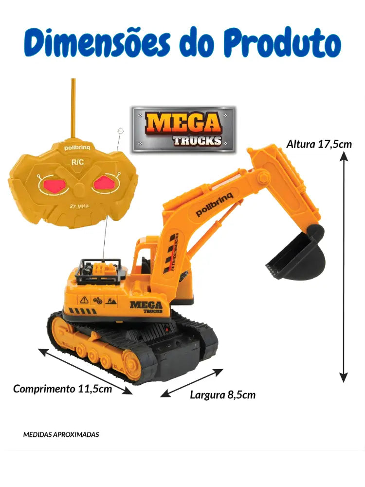 Carrinho de controle remoto - Retroescavadeira